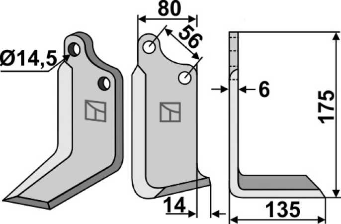 Fräsmesser 175x80mm, rechts